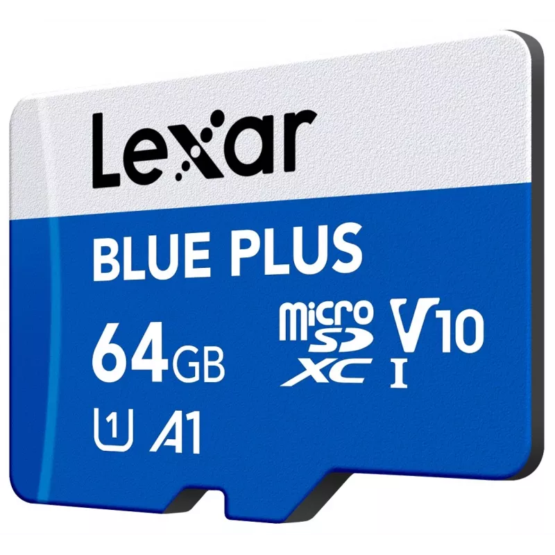 MicroSDXC atmiņas karte Lexar BLUE PLUS 64 GB UHS‑I 100 MB/s U1 V10 (zila)