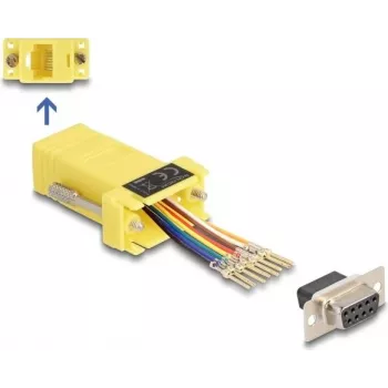 DeLOCK D-Sub 9 pin female uz RJ45 female montāžas komplekts dzeltens VGA RJ-45
