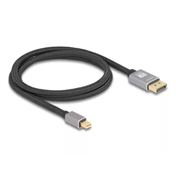 DeLOCK Mini DisplayPort–DisplayPort kabelis 8K 60 Hz 1 m pelēks metāla bez fiksatora