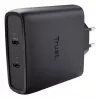 TRUST Maxo 100W 2-portu USB-C GaN lādētājs — 100 W, 2× USB-C, maks. 20 V, 2 m kabelis, melns