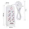 Strāvas sadalītājs MACLEAN MCE389 W — 6 kontaktligzdas, 4×USB-A, 1×USB-C, 2500 W, 110–240 V, 1,5 m kabelis, balts