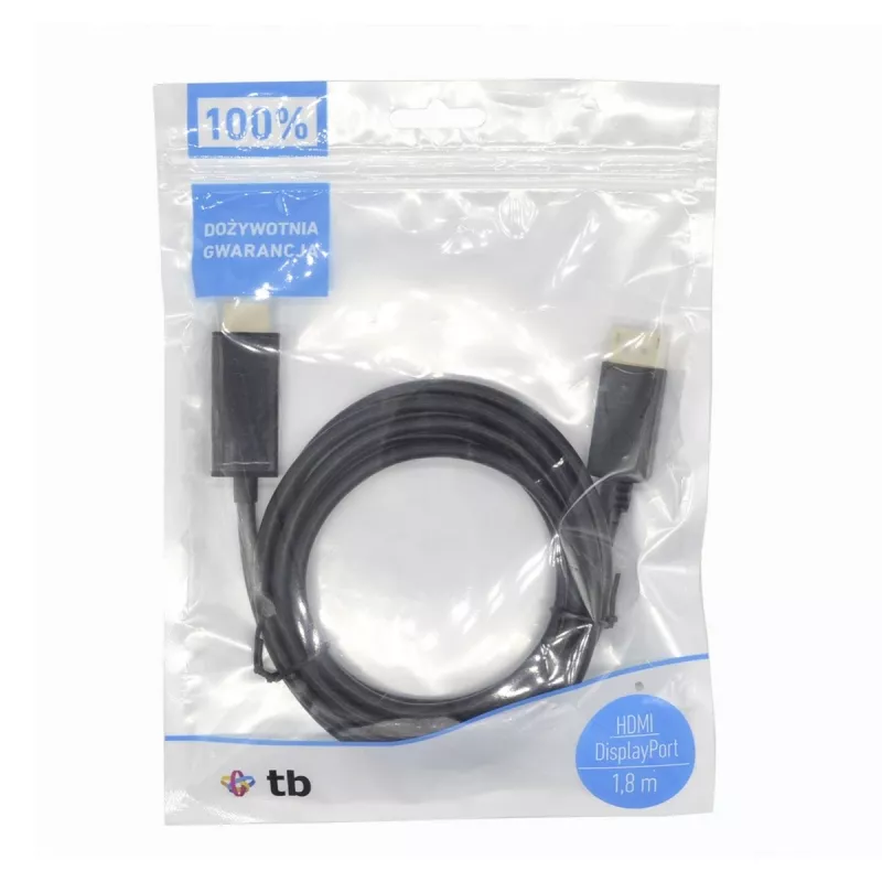 DisplayPort–HDMI kabelis TB AKTBXVDMHMDP18B 1,8 m, melns