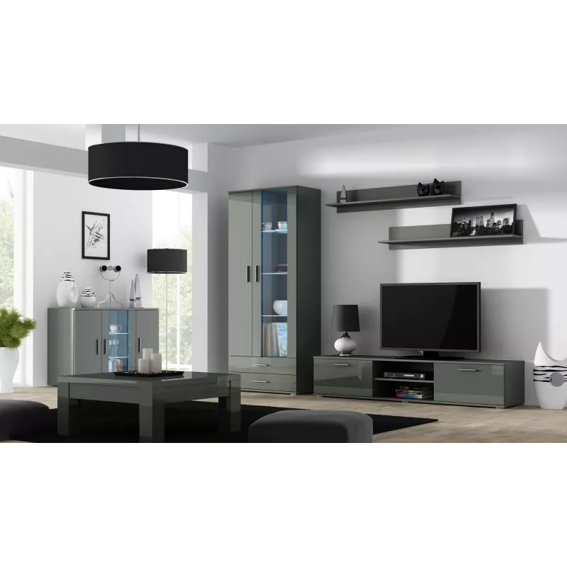 Cama Kumode 120 cm SOHO S7 pelēks/pelēks glancēts