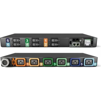 Vertiv Geist Rack PDU, Uzraudzīts (vienības līmenī), EC, 1U, ieeja IEC 60309 230/400V 3x32A, fiksējošas rozetes (6) C19 (VP4G31A0)