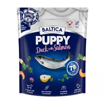 Sausā suņu barība BALTICA Puppy Duck with Salmon XS/S 1 kg — formula kucēniem mazo šķirņu suņiem