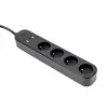 Pagarinātājs GEMBIRD TSL-PS-F4U-02 ar 4 PL ligzdām un USB lādētāju, melns