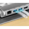 Klēpjdatora statīvs Unitek D1109B01 — alumīnija regulējams statīvs ar noņemamu USB-C HDMI 4K PD 100W, 2x USB-A, RJ-45, līdz 17 collām