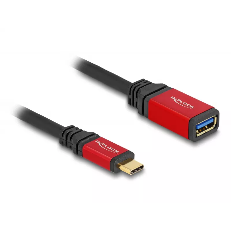 USB adapteris DeLOCK 60172 USB Type-C vīrišķais uz USB Type-A sievišķo 10 Gbps 15 cm sarkans metāls