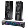 2-in-1 datora skaļruņu skaņas panelis ar RGB LED fona apgaismojumu, stereo, paredzēts spēlēm, USB, 2 x 3 W, AUX 3,5 mm