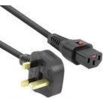 Strāvas vads ACT PC980 — UK spraudnis uz C13 IEC Lock, 2 m, 230 V 10 A, melns