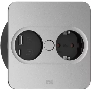 Kontaktligzda tips F + USB A + USB C Bachmann 946.105 Nerūsējošais tērauds