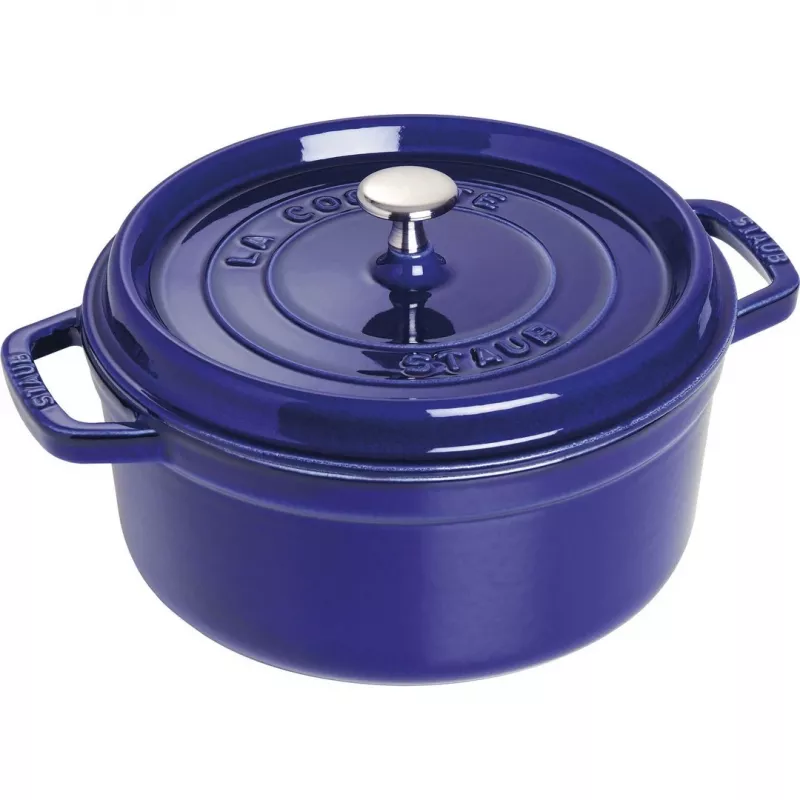 Staub 24 cm apaļa čuguna katls tumši zilā krāsā