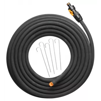 Dārza šļūtene Fiskars 1025935 — gumijas, 15 m, virszemes, UV izturīga, melna, 39 mm Ø