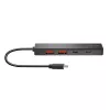 USB-C centrmezgls, 4 porti 2x USB-A, 2x USB-C, melns