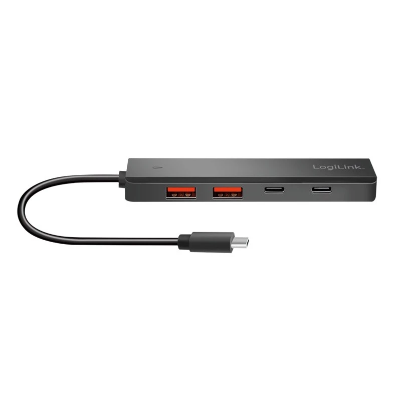 USB-C centrmezgls, 4 porti 2x USB-A, 2x USB-C, melns