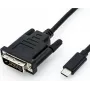 Video kabeļa adapteris ROLINE 11.04.5831 USB Type-C uz DVI 2 m Melns