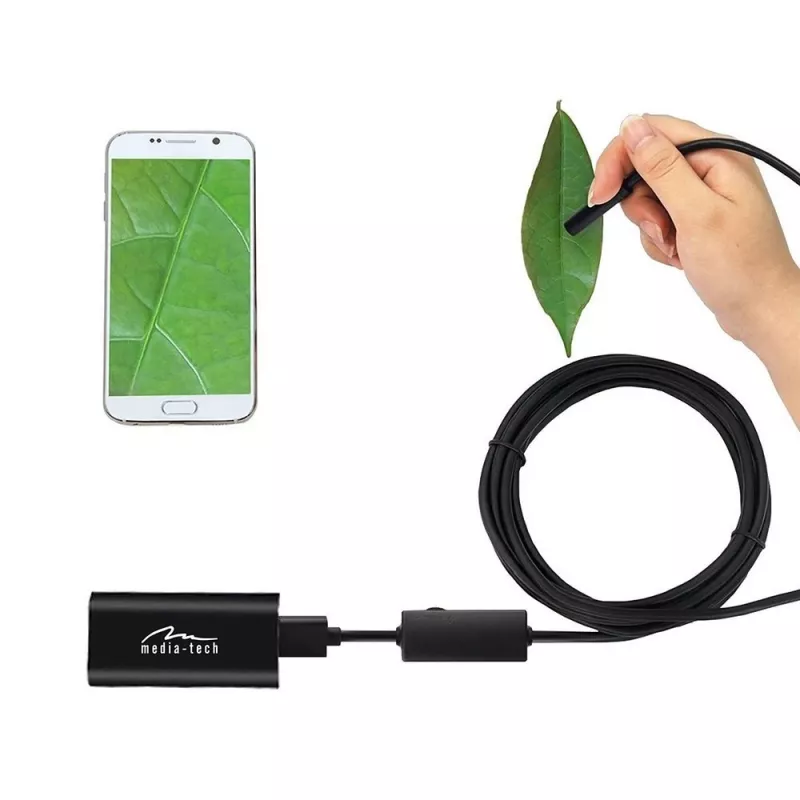 WiFi endoskops MEDIA-TECH MT4099, 8 mm zonde, 5 m kabelis, IP67, 1280×720@30fps, 70° skatīšanās leņķis, 800 mAh baterija