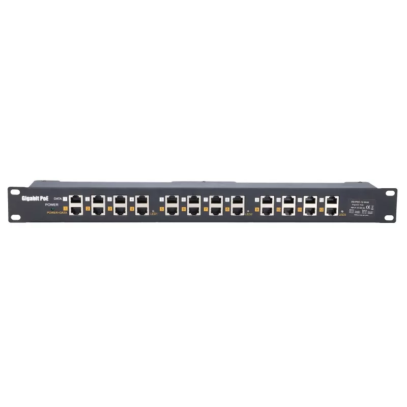 Extralink Gigabit PoE ievadītājs 12 portu 12x 1000Mb/s RJ45, montējams statīvā