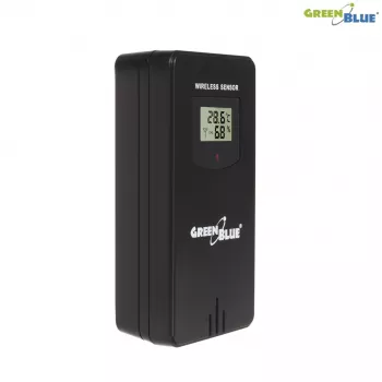 Digitālā meteoroloģiskā stacija GreenBlue GB526 melna — iekštelpu -20…60 °C, āra -40…70 °C, mitrums -20…95%, pulkstenis, mēness fāze