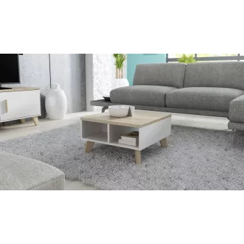 Cama LOTTA 60 Kafijas galdiņš balts/sonomas ozols