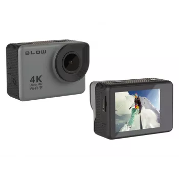Akcijas kamera BLOW 78-538 — 4K Ultra HD, 2 collu displejs, 170° redzeslauks, Wi‑Fi, attēla stabilizators, microSD līdz 64 GB