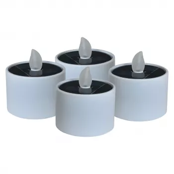 LED saules gaismas tējas sveces RealPower STL-4, komplektā 4 gab., ar baterijām darbināmas saules LED tējas sveces