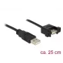 USB kabelis DeLOCK 85462 USB 2.0 0.25 m melns