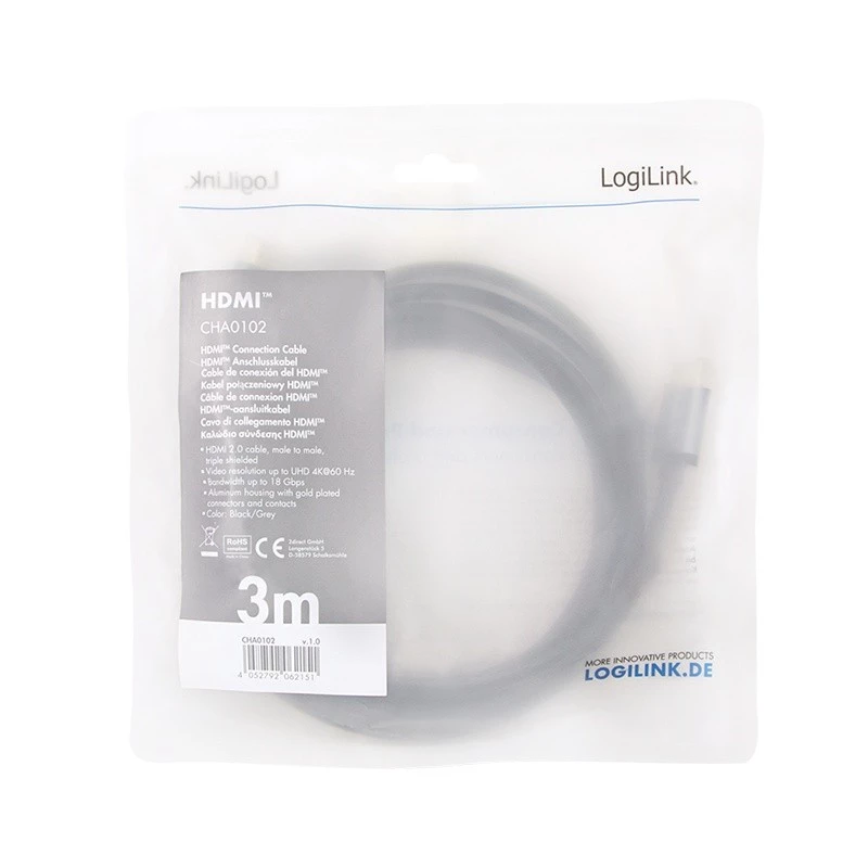 HDMI kabelis LogiLink CHA0102 3m