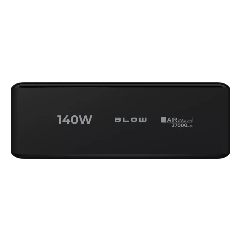 Power bank BLOW AIR99.9 27000mAh PD 140W LCD — 2× USB‑C, 1× USB‑A, 27000 mAh, 140 W kopā