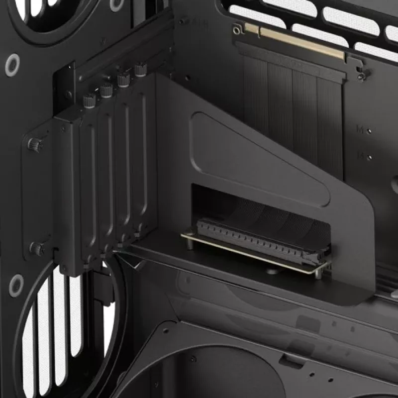 HAVN HS 420 VGPU datora korpuss, Midi-tower, E-ATX, rūdīts stikls, PCIe 5.0 pacēlājkabelis - melns