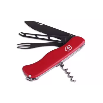 Siera nazis Victorinox Cheese Master V-0 83 sarkans ar noņemamu asmeni un dakšveida uzgali