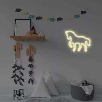 LED Neona Zīme MANTA SNL103WH — Zirga motīvs, balta