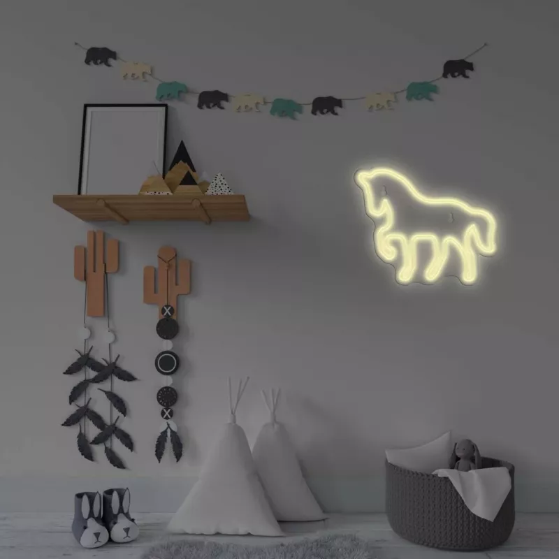 LED Neona Zīme MANTA SNL103WH — Zirga motīvs, balta