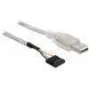 USB 2.0-A vīriešu uz kontaktu spraudņa kabelis DeLOCK 83078 sudraba krāsā