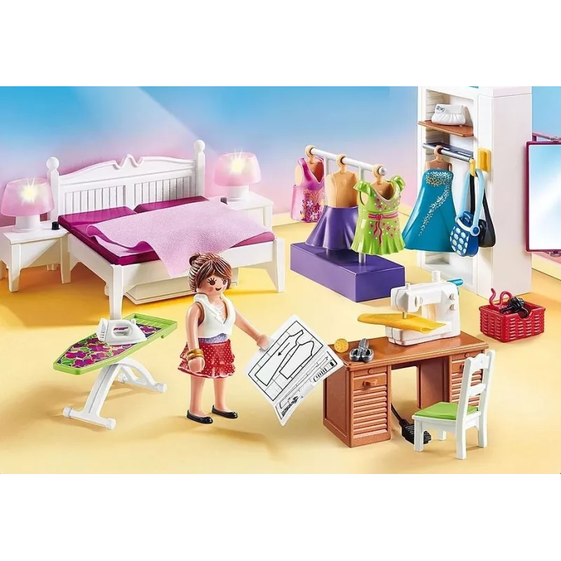 Playmobil Zestaw z figurkami Dollhouse 70208 Sypialnia z kącikiem do szycia