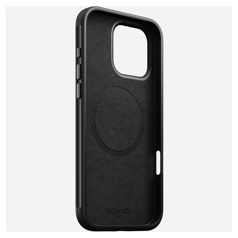 Mobilā tālruņa vāciņš Nomad NM01693185 priekš Apple iPhone 16 Pro Max, āda/TPU/PC, melns, piemērots 17.5 cm (6.9 collu) ekrānam