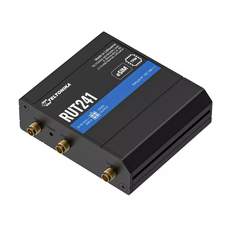 Router LTE WiFi 4 Teltonika RUT241 ESIM versija Eiropai ar ES barošanas bloku (RUT241210000)