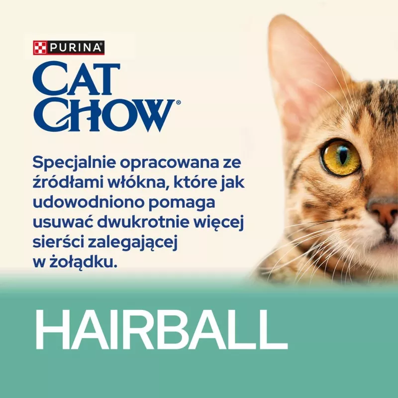 Sausā kaķu barība Purina Cat Chow Hairball Control 1.5 kg — Pieaugušiem kaķiem, vistas gaļa, 32% olbaltumvielu, 11% tauku
