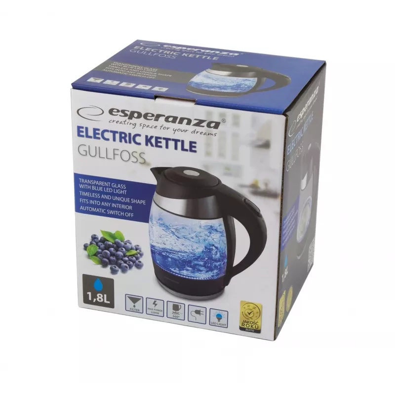 Esperanza EKK009 elektriskā tējkanna 1,8 L Melna, Daudzkrāsaina 2200 W