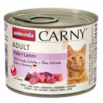 Mitrā kaķu barība Animonda Carny Turkey + Lamb Adult 200 g — bez graudiem, bez lipekļa, 79% mitrums