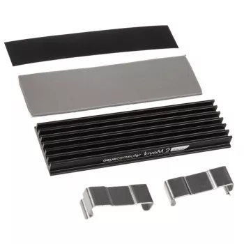 Heatsink Aqua-Computer kryoM.2 — alumīnijs/nerūsējošais tērauds, 70×24×9 mm