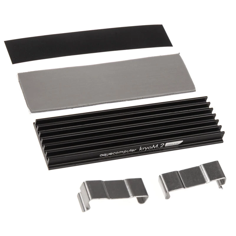 Heatsink Aqua-Computer kryoM.2 — alumīnijs/nerūsējošais tērauds, 70×24×9 mm