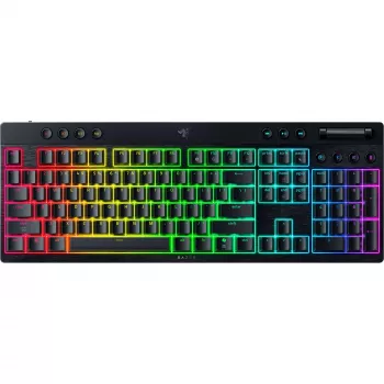 Mehāniskā zema profila tastatūra Razer MelnsWidow V4 — oranži slēdži, bezvadu Bluetooth