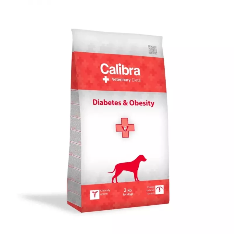 Sausā suņu barība Calibra VD Dog Diabetes & Obesity 2 kg — veterinārā diēta svara un glikēmijas kontrolei, 35% olbaltumvielu, 8% tauku