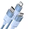 3in1 USB kabelis Baseus StarSpeed Series, USB-C + Micro + Lightning 3,5A, 1,2m (Zils)