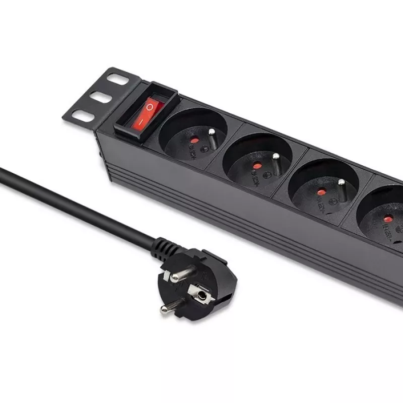 Qoltec Aluminum PDU for 10'' RACK | 1U | 16A | 4xFRENCH | 1.8m