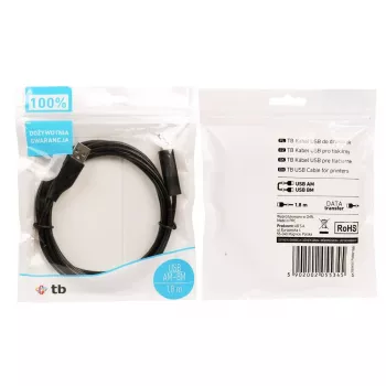 TB USB AM-BM kabelis 1.8 Melns (AKTBXKU1PABW18B)