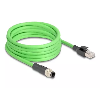 Tīkla kabelis DeLOCK M12 kabelis D kodēts 4 kontaktu tēviņš uz RJ45 tēviņš PUR (TPU) 5m