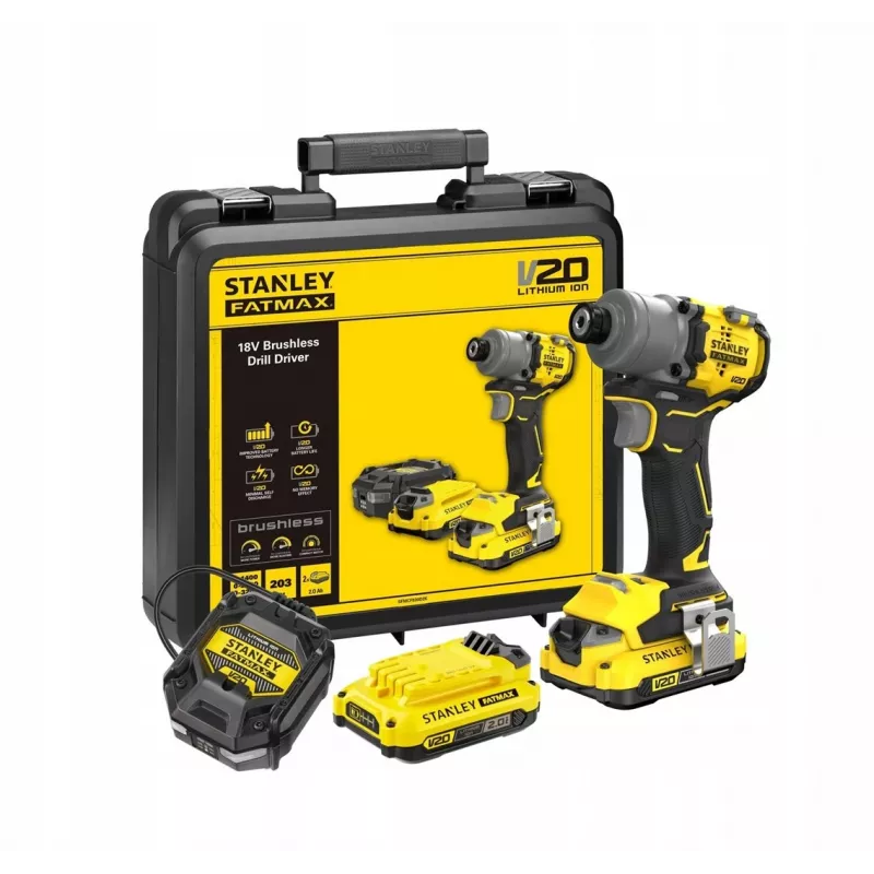 Elektriskais skrūvgriezis STANLEY SFMCF830D2K-QW 18V Li-Ion, 2 Ah x2, 3 pārnesumi, 203 N·m, 3200 apgr./min, LED, pistoles rokturis