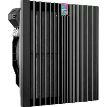 Ventilatora komplekts Rittal SK 3243.718 — iebūvēts maiņstrāvas ventilators, gaisa plūsma 540 m³/h, plastmasas korpuss, melns